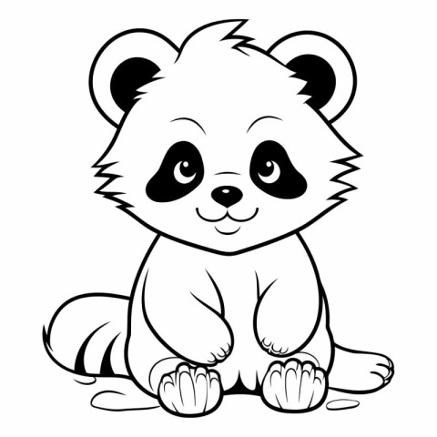 Black and White Cartoon Illustration of Panda Bear Animal Charac