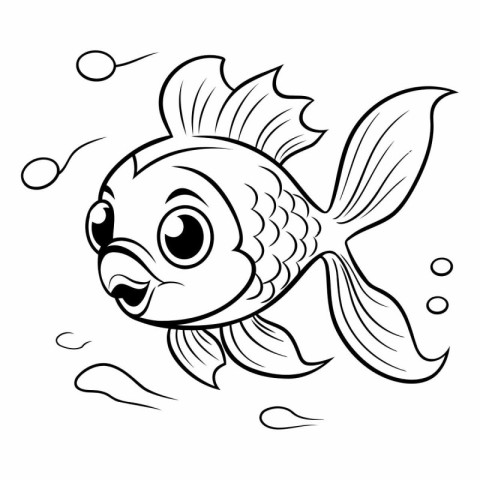 Coloring book for children. Goldfish. Black and white vector ill