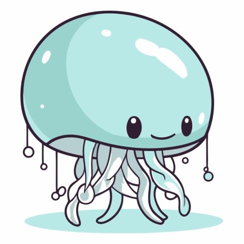 Illustration of a Cute Jellyfish Floating in the Ocean.