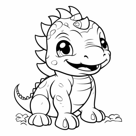 Coloring book of cute dinosaur. Cartoon style.