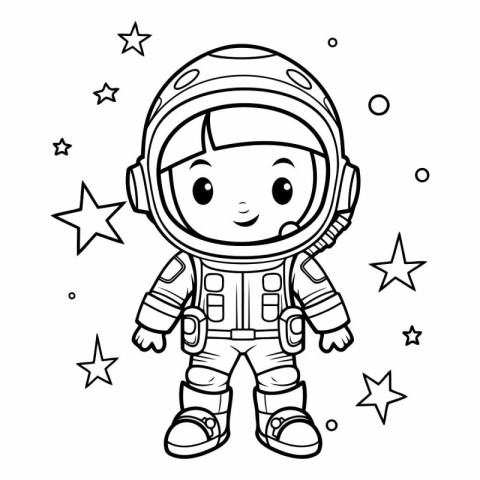 Coloring book for children: astronaut in space suit.