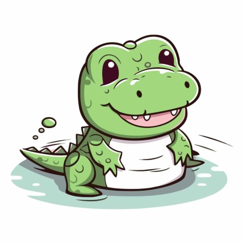 Cute crocodile cartoon vector illustration isolated on a white b