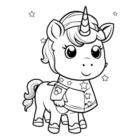 Coloring Page Outline of a Cute Unicorn Vector Illustration