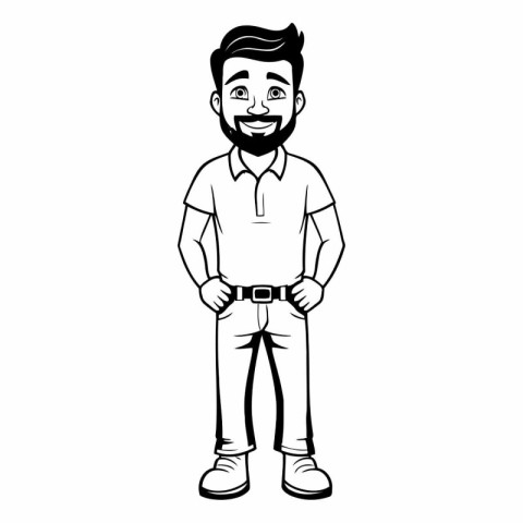 Hipster man cartoon in casual clothes isolated vector illustrati