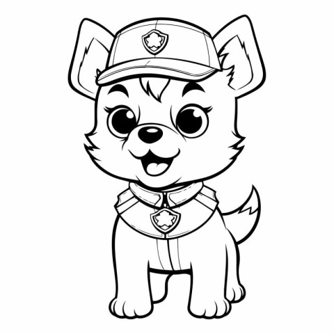 Black and White Cartoon Illustration of Cute Puppy Dog Animal Ch