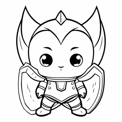 Black and White Cartoon Illustration of Cute Superhero Animal Ch