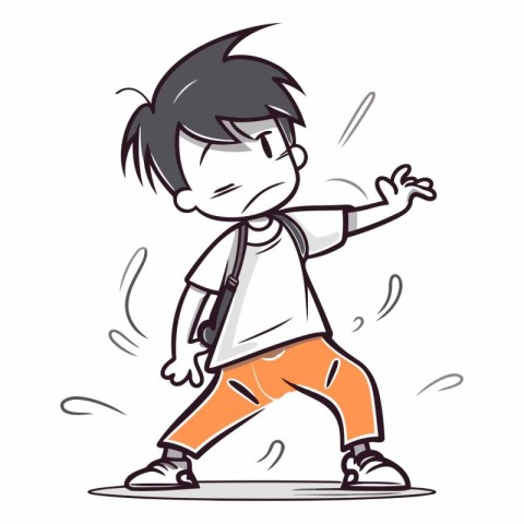 Vector illustration of a boy running with his back to the camera