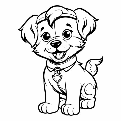 Cute cartoon puppy for coloring book for children.