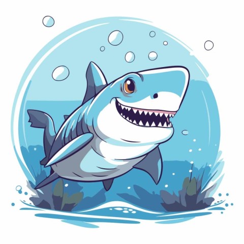 Shark in the water of a cartoon shark.