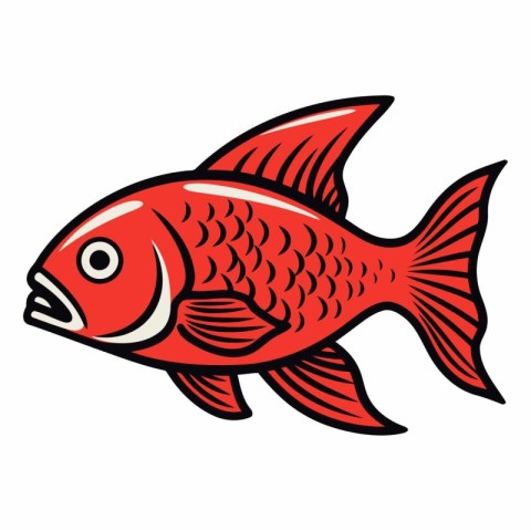 Fish icon of a red fish isolated on white background.