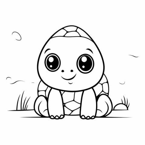 Coloring book for children: baby turtle. Cute cartoon character.