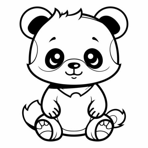 Black and White Cartoon Illustration of Cute Bear Animal Charact