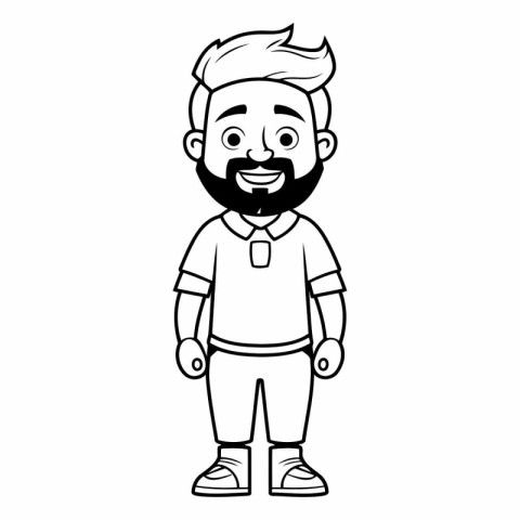 man with beard avatar cartoon character vector illustration grap