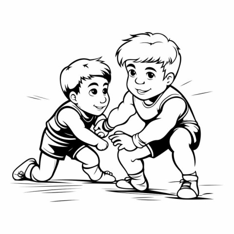 Two boys playing tug of war. sketch for your design