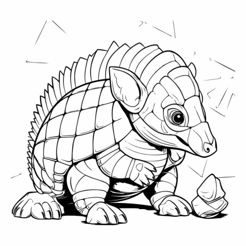 Cartoon Illustration of Cute Baby Armadillo Animal for Coloring