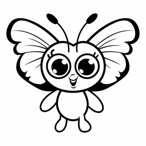 Cute cartoon butterfly isolated on a white background.