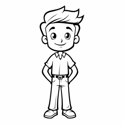 Vector illustration of a boy in a shirt and jeans. Cartoon style