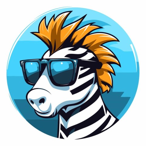 Zebra with sunglasses of a cartoon zebra.