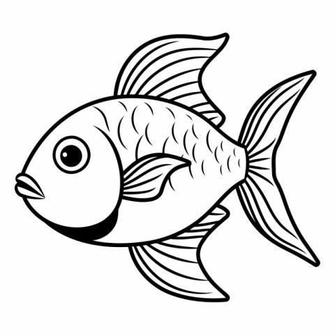 Fish icon. Coloring book for children and adults