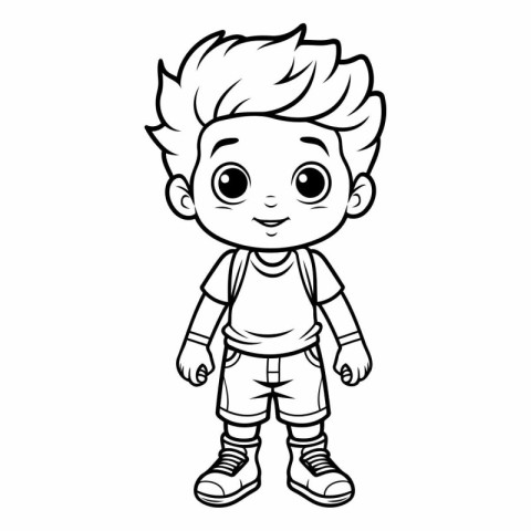 Cute little boy cartoon. Coloring book for children.