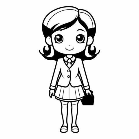 cute little student girl with schoolbag cartoon vector illustrat