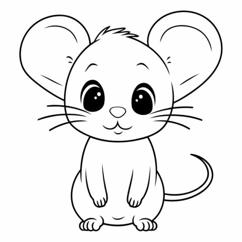 Cute mouse cartoon for coloring book for kids.