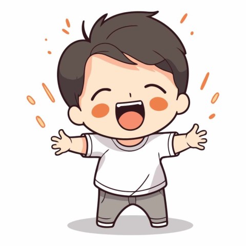 Boy laughing - Cute Cartoon Vector IllustrationÃ¯Â»Â¿