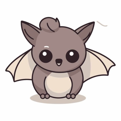 Cute little bat character isolated on white background.