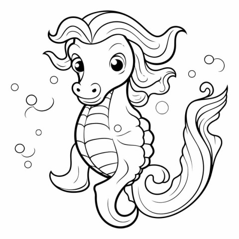 Coloring Page Outline Of cartoon seahorse.