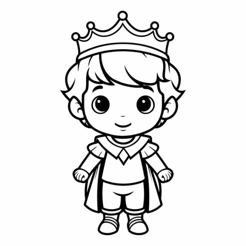 Cute little prince with crown isolated on white background.