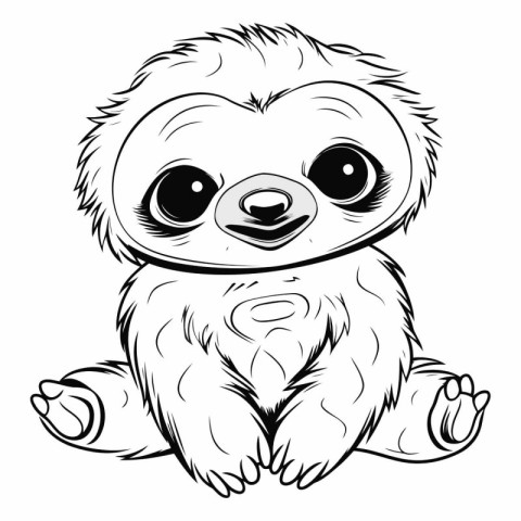 Cute cartoon sloth sitting and meditating.