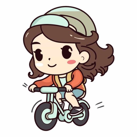 Girl riding a bike of a girl riding a bicycle.