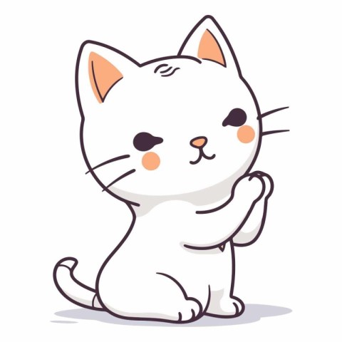 Cute cartoon cat isolated on a white background.