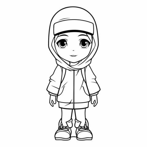 cute little boy with winter clothes cartoon vector illustration