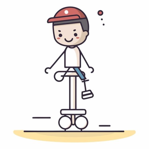 Boy riding on roller skates in cartoon style.