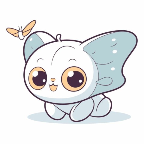 Cute cartoon butterfly isolated on a white background.