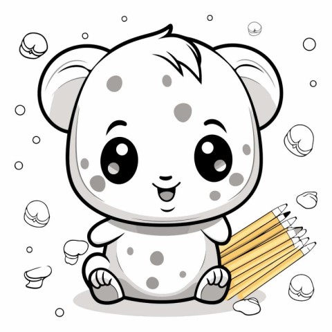 Cute koala with pencils. eps10