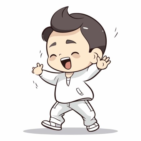 boy dancing kung fu cartoon vector graphic art illustration eps1