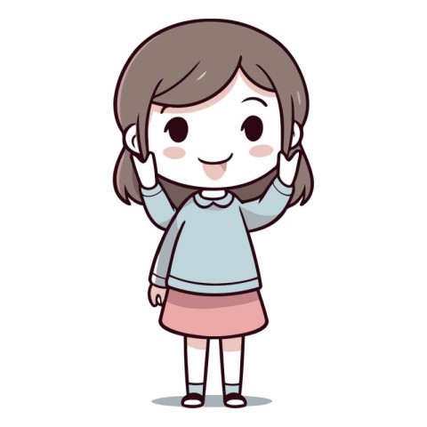 Girl's facial expression. cute cartoon style vector illustration