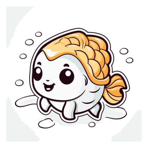 Illustration of a Cute Fish Cartoon Character Running on White B