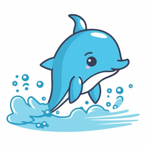 Cute little dolphin jumping out of the water.