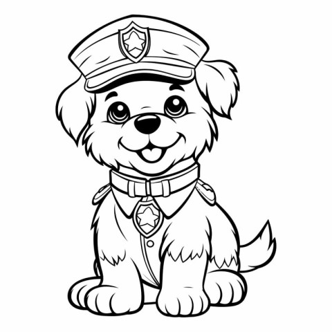 Illustration of a dog in a police cap with a tie.