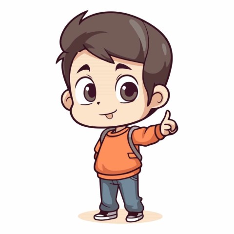 Boy showing thumbs up on white background. Vector design. eps10