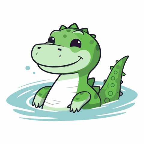 Cute crocodile in water for your design.
