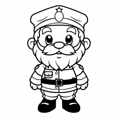 Black and White Cartoon Illustration of Funny Policeman Characte