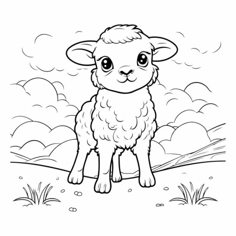 Cute sheep. Coloring book for children.