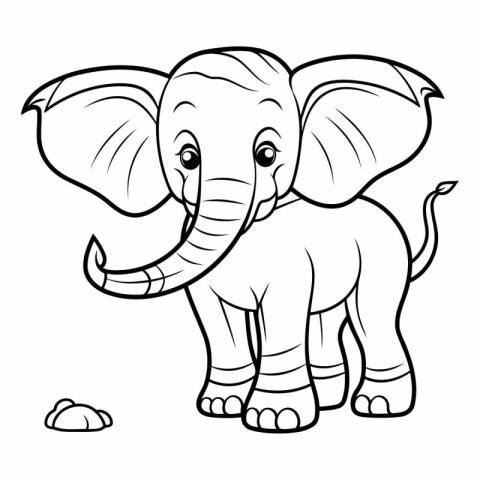 Coloring Page Outline Of Cartoon Elephant.