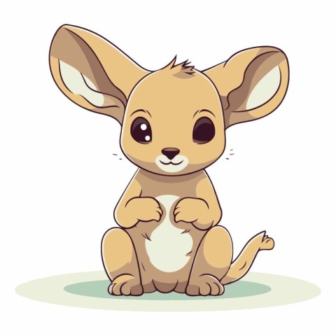 Cute cartoon kangaroo on white background.