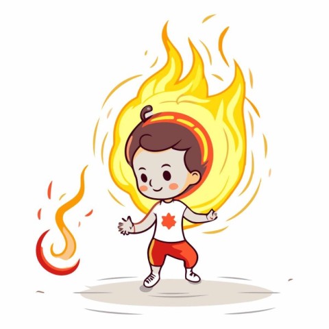 Cute little boy in astronaut costume on fire.