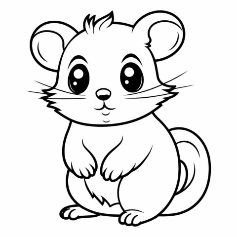 Mouse Cartoon Mascot Character Vector Illustration for Coloring